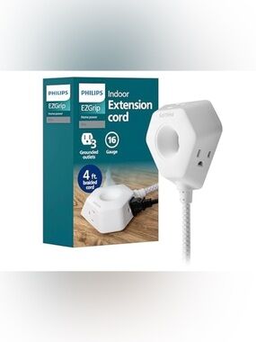 Philips White EZGrip 3-Outlet Indoor Extension Cord
